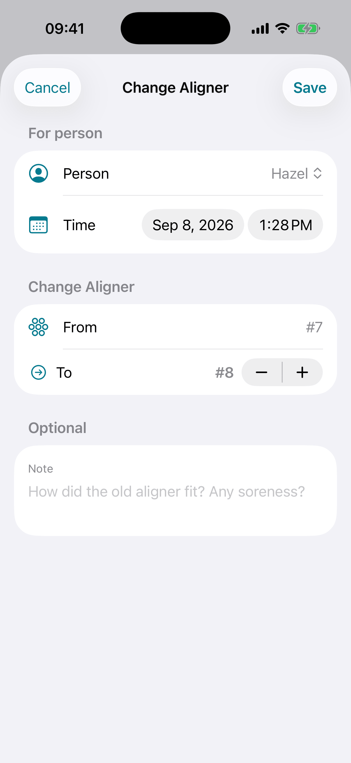 Log an aligner change